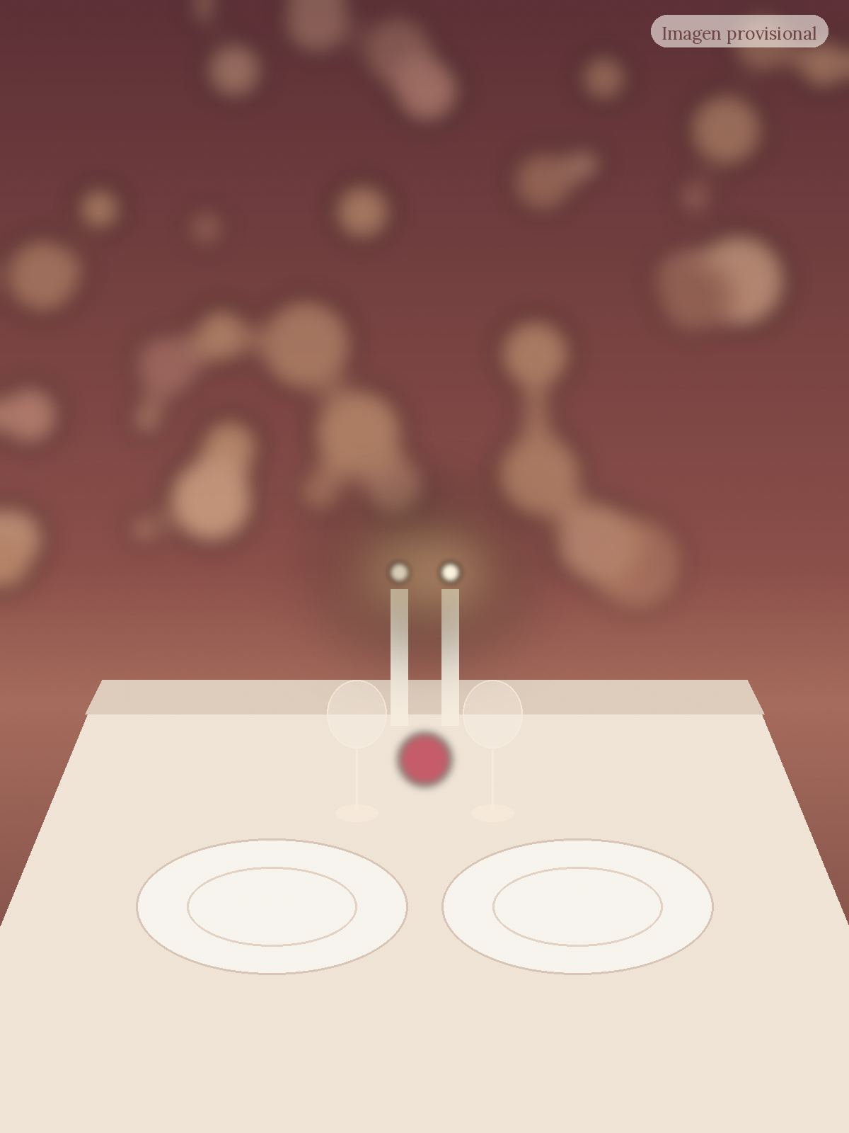 Imagen provisional: ilustración de una mesa para dos con velas